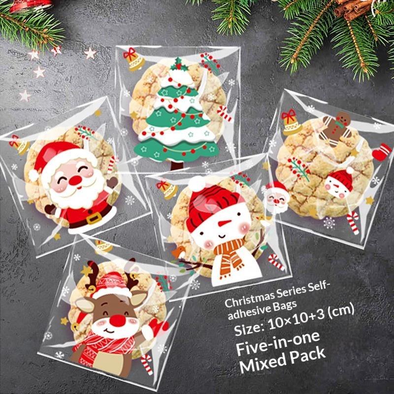 Xmas Food Snacks - 100 قطعة من أكياس الحلوى ذاتية