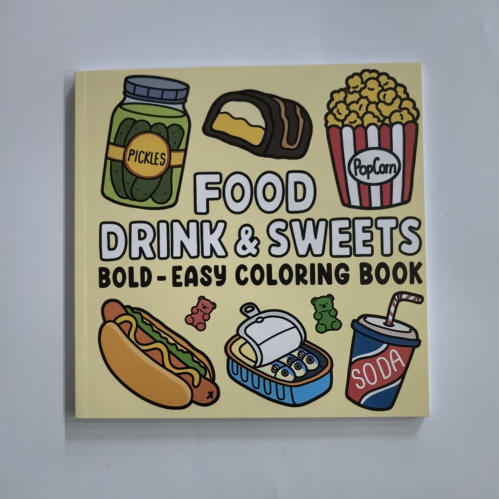 كتاب تلوين المشروبات والحلويات - مراجعة Food And Snacks Coloring Book Bold And Easy وسعره