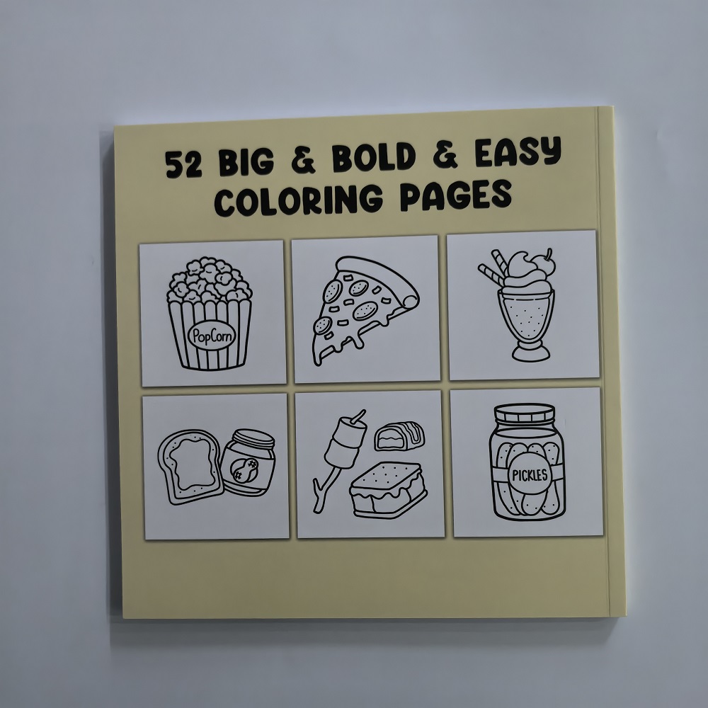 كتاب تلوين المشروبات والحلويات - مراجعة Food And Snacks Coloring Book Bold And Easy وسعره