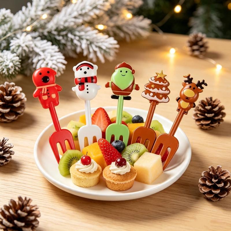 10 قطع من شوك الفاكهة المخصصة  - مراجعة Xmas Food Snacks وسعره