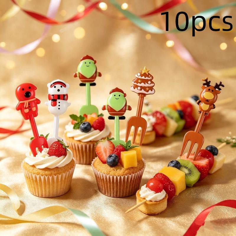 10 قطع من شوك الفاكهة المخصصة  - مراجعة Xmas Food Snacks وسعره