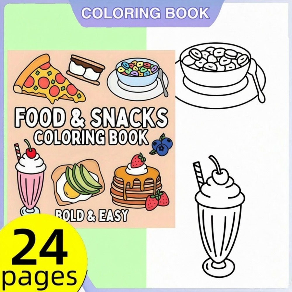 كتاب تلوين الطعام والوجبات الخ - مراجعة Food And Snacks Coloring Book Bold And Easy وسعره