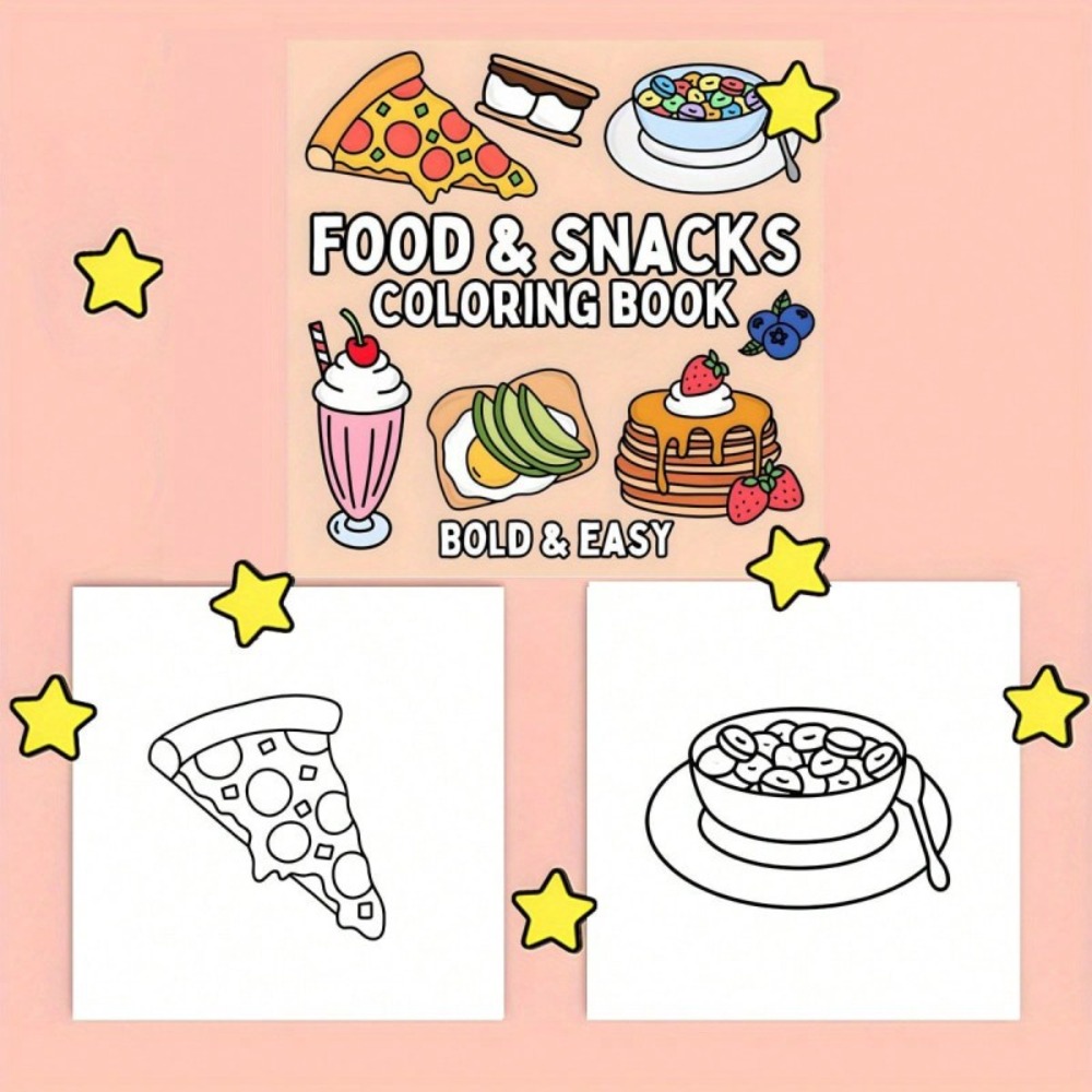 كتاب تلوين الطعام والوجبات الخ - مراجعة Food And Snacks Coloring Book Bold And Easy وسعره